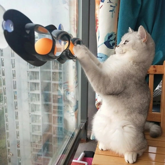 Interactive Plastic Cat Window Track Toy with 2 Ping Pong Balls and 3 Suction Cups - New Design 54x8cm Pet Play Equipment for Mental Stimulation, Securely Attaches to Glass/Tiles, Fun Kitty Exercise