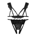 thumbnail image 5 of Sngxgn Lingerie for Women Lace Bodysuit V Neck Lingerie Nightgown(Black,M), 5 of 7