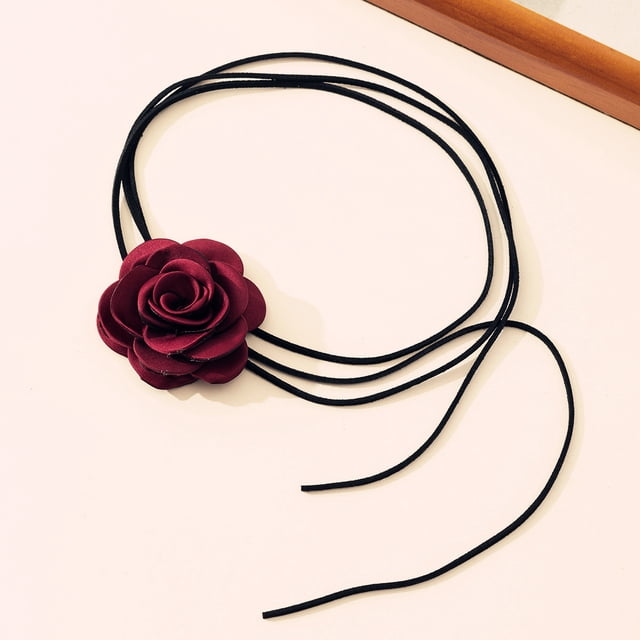 Collar de rosas personalizado hecho a mano, creativo, largo, DIY, gargantilla de franela FLORAL