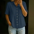 thumbnail image 2 of hotojiny Button Down Shirts for Women Lightweight Half Sleeve Linen Cotton Collared Summer Tops Dressy Casual Work Blouses, 2 of 7
