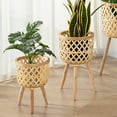 thumbnail image 3 of Bobasndm Indoor/Outdoor Wicker Basket with Removable Legs, Woven Planter Cover for All Weather, Planter Container - Plant Stand, 3 of 9