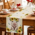 thumbnail image 5 of Sunflower Pig Table Runner 70 Inches, Summer Eucalyptus Retro Linen Texture Bed Runner Dresser Scarves Tabletop for Indoor Outdoor Parties/Ceremony/Banquet, 13" x 70", 5 of 9