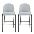 thumbnail image 3 of Kitchen Bar Stools, Counter Height Stools with Gray Fabric Seat and Antique Bronze Metal Frame, Upholstered Dining Stools for Kitchen Island, Home Bar, Restaurant, Set of 2, 3 of 8