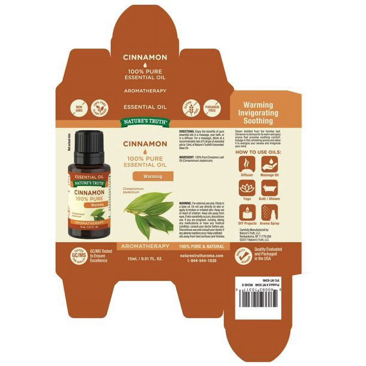 Nature's Truth Essential Oil Warming Cinnamon Zeylanicum, 0.51oz, 5-Pack