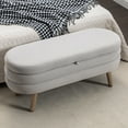 thumbnail image 4 of Velvet Fabric Bedroom Bench With Wood Legs And Storage - Gray For Living Room In Internal Option, 4 of 6