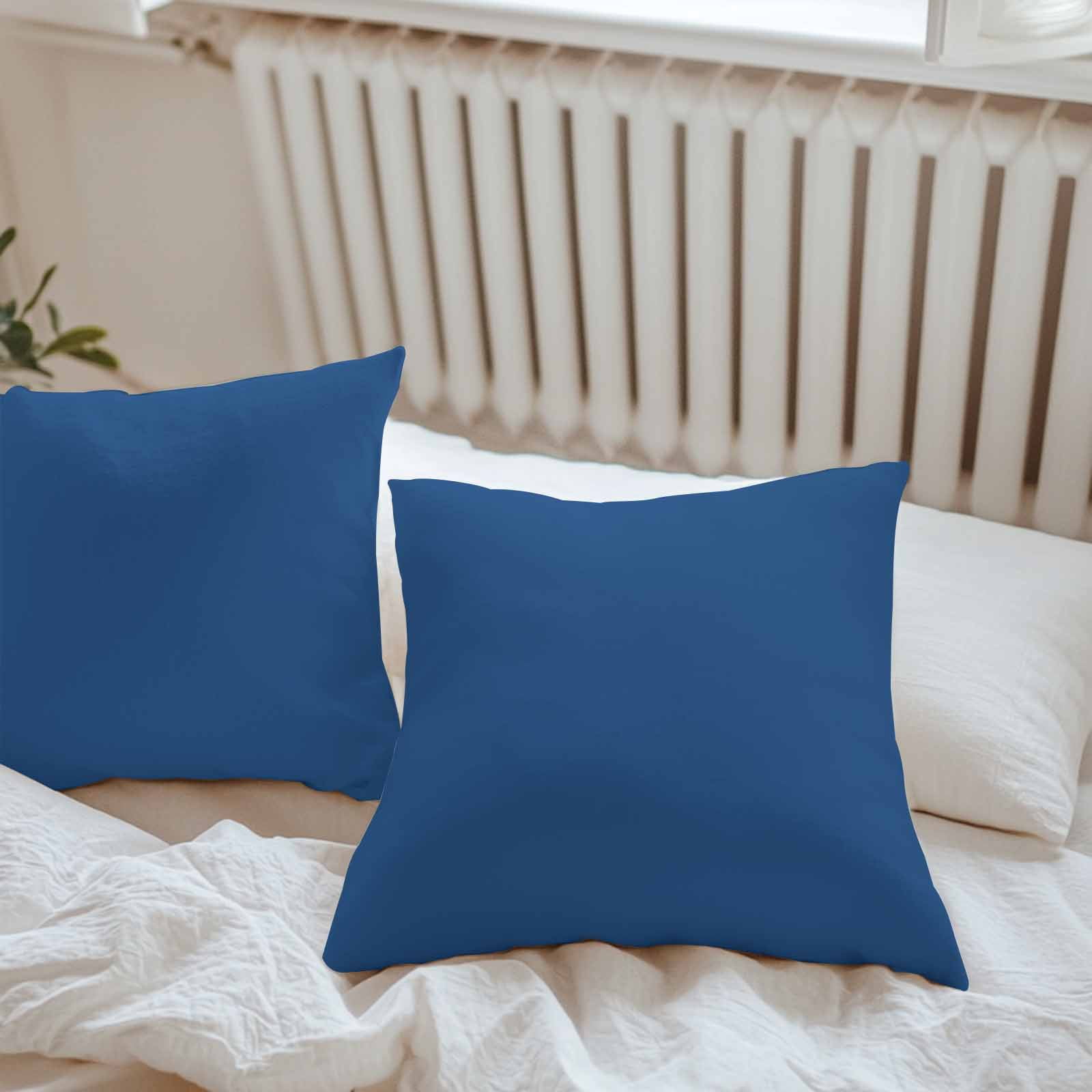 Outdoor Throw Pillow Covers 2 Pack 18x18in Solid Color Waterproof Decorative Cushion Covers Navy Blue Outdoor Pillowcase for Patio Garden Sofa Porch