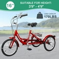 thumbnail image 2 of Lilypelle Kids Tricycle with 16" Wheels，1-Speed Trike for Adult Beginner Riders, 3 Wheels Bike with Basket for Exercise & Shopping & Picnic，Red, 2 of 9