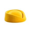 thumbnail image 4 of Women's Vintage Wool Felt Pillbox Hat - Elegant Stewardess Cap & Teardrop Cocktail Hat, Formal Uniform Beret for Party, Work & Church Yellow, 4 of 4