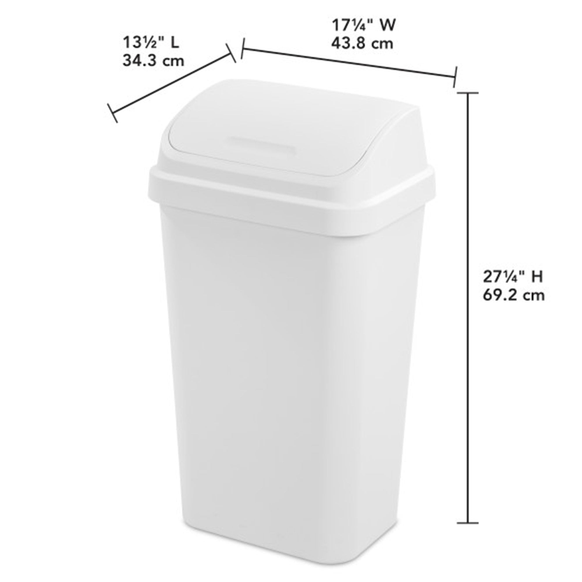 Sterilite 13 Gal Swing Top Lidded Wastebasket Trash Can, White (4 Pack)