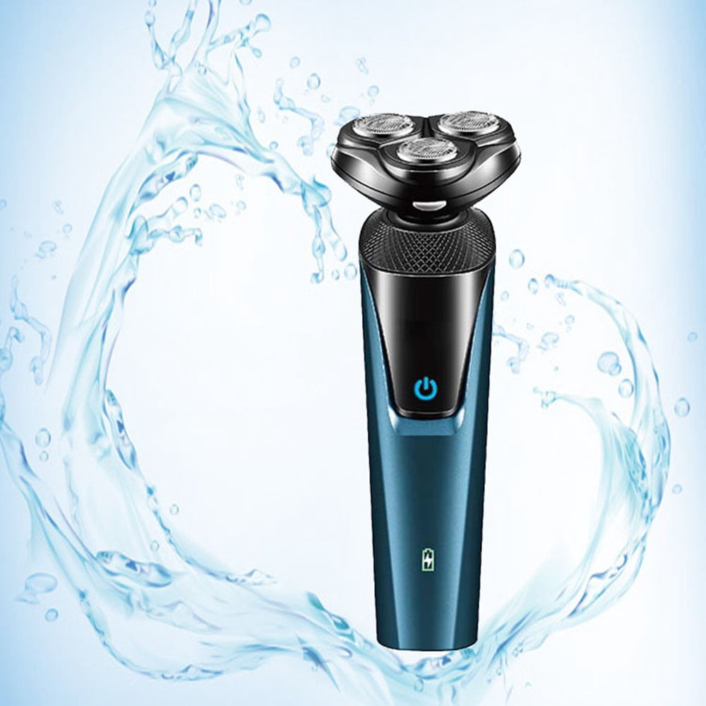 3 in 1 Men's Professional Multi-function Cheek Beard Trimmer Men Nose Hair Cutting Barber Shaver Machine USB Rechargeable, Blue
