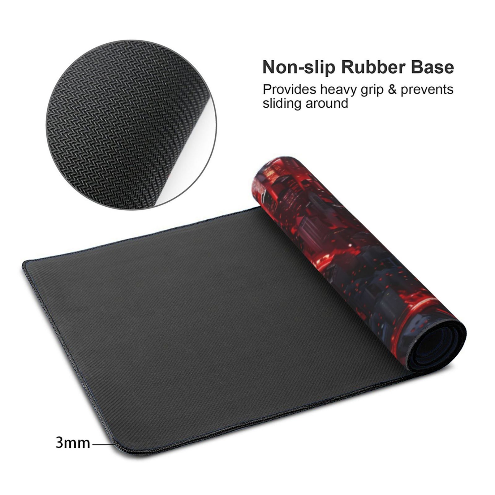 Hirioo Cyberpunk Cityscape Lights for Mouse Pad ,Anti-Slip Base, Durable Stitched Edges, Perfect for Gaming, Office, and Home Use,16x35.5in