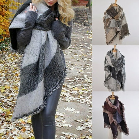 Women's Thick Large Long Cashmere Stole Scarves Winter Warm Scarf...