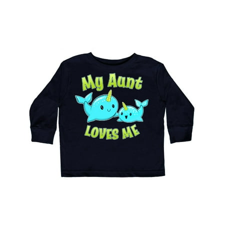 

Inktastic My Aunt loves me- cute narwhal Gift Toddler Boy or Toddler Girl Long Sleeve T-Shirt