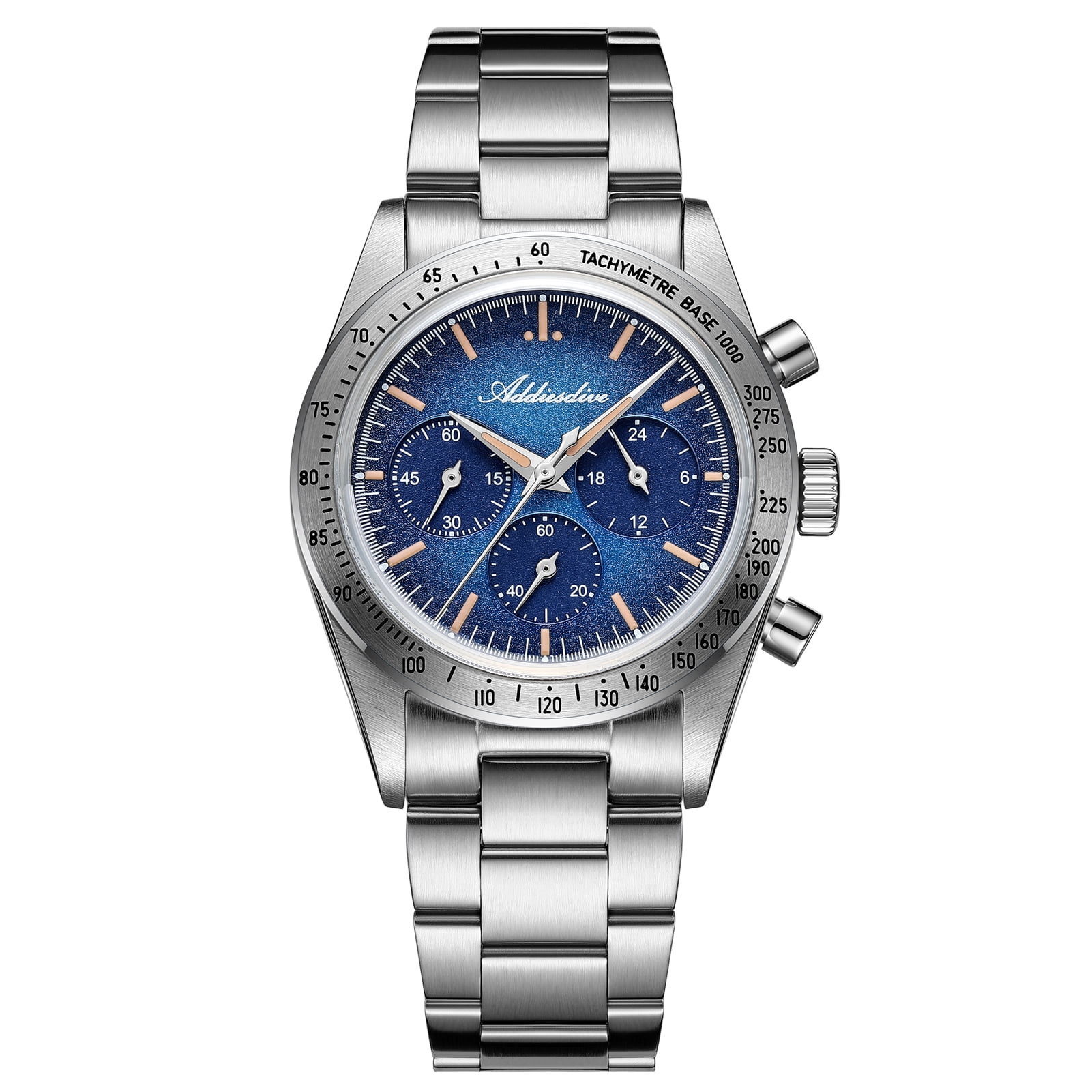 ADDIESDIVE Chronograph Watches for Men 37mm Sport Quartz Watch with Tachymeter, 100m Waterproof, 316L Stainless Steel, Bubble Glass C3 Luminous, Vintage Business Casual Men's Wristwatch