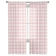 thumbnail image 2 of Sheer Curtains 108 Inches Long, Farmhouse Pink White Checkered Light Filtering Window Curtains for Living Room/Bedroom, Pink Buffalo Plaid Rod Pocket Voile Sheer Curtain Drapes, 52"Wx108"L, 2 Panels, 2 of 9