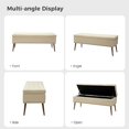 thumbnail image 4 of 47" Flip Top Storage Bench, Tina's Home Upholstered Ottoman Button Nailhead Trim Wooden Leg Bedroom, 4 of 8