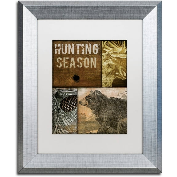 Trademark Fine Art "Hunting Season IV" Canvas Art by Color Bakery White Matte, Silver Frame