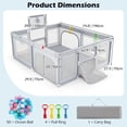 thumbnail image 4 of OLAKIDS 74" x 62" Baby Playpen with Soft Mat, Basketball Hoop, 2 Soccer Goals, 4 Handles & 50 Ocean Balls, Breathable Mesh, Indoor & Outdoor Large Play Yard for Toddlers, 4 of 10
