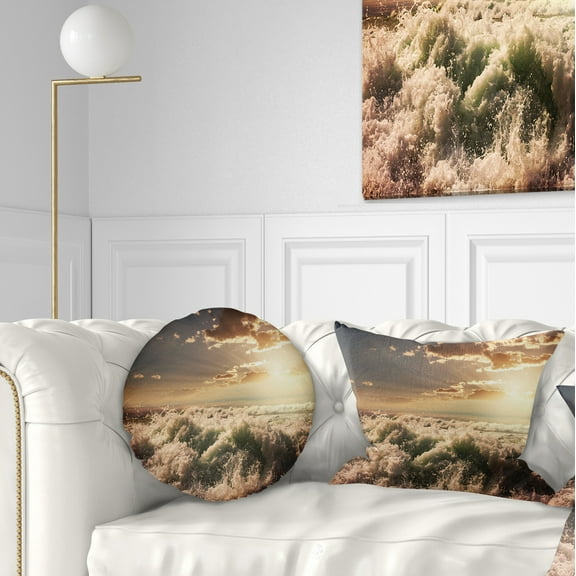 Designart 12" x 20" White Polyester Throw Pillow