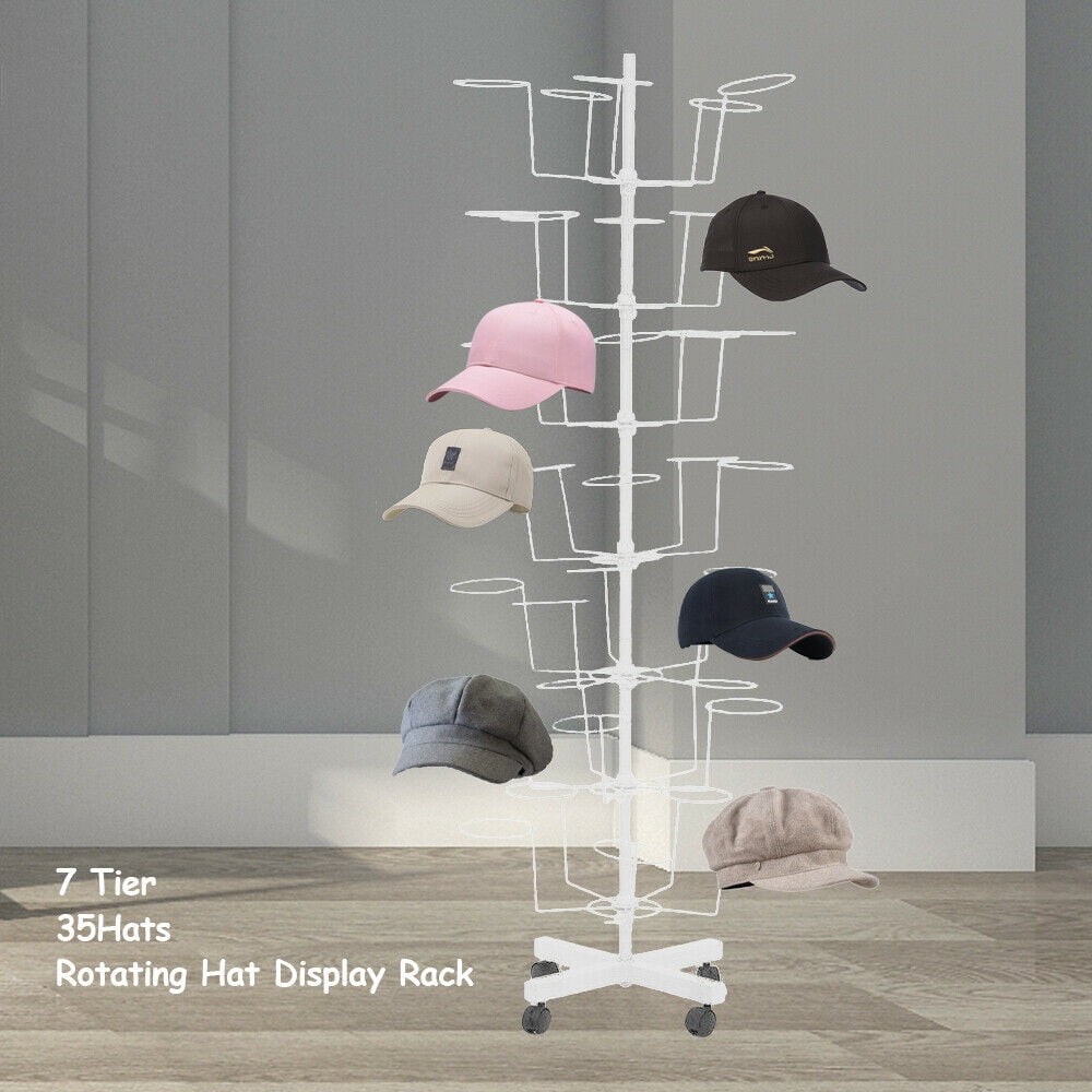 Fichiouy 7 Tier Rotating Hat Display Rack Metal Cap Display Retail ...