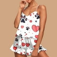 thumbnail image 6 of GERsome 2 Piece Womens Pajamas Set Cute Print Sleepwear Tank Tops and Ruffled Shorts Loungewear Outfits S-XXL, 6 of 8