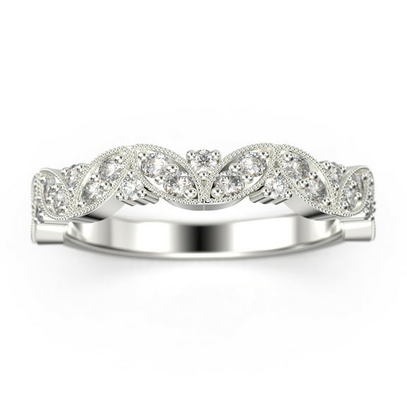 Radhe2 Diamond Moissanite Wedding Ring 10k White Gold