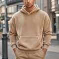 thumbnail image 6 of ZUKMRJPC Men's Fleece Pullover Hoodie Long Sleeve Solid Color Soft Comfy Regular Fit Hooded Sweatshirt with Kangaroo Pocket, 6 of 7