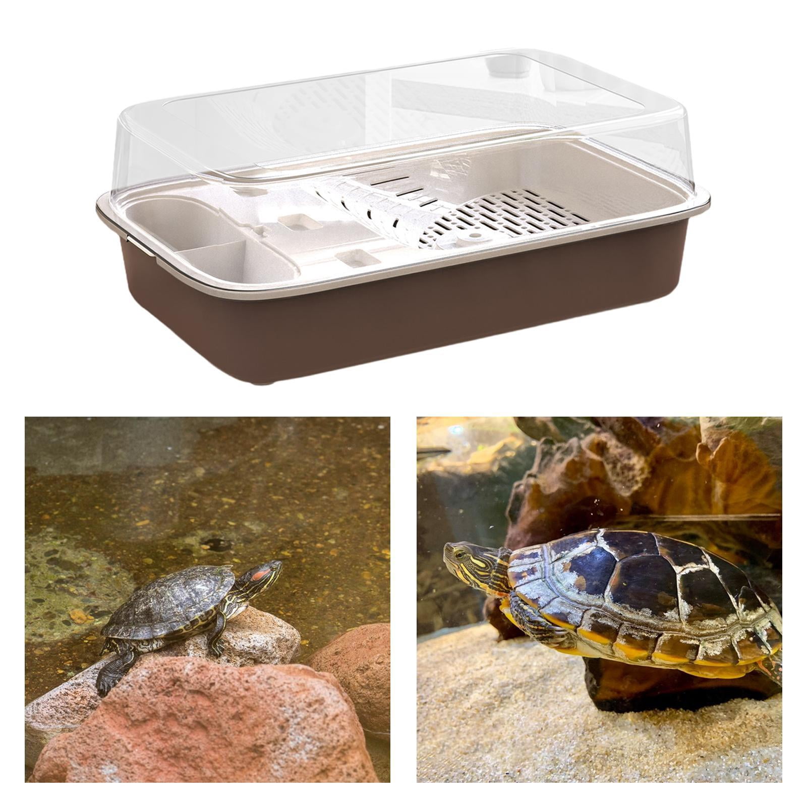 FITYLE Turtle Tank Reptile Habitat Multifunction Areas Bottom Drainage Tortoises Case Breeding Box Hermit Tortoise Enclosure Starter brown