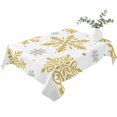 thumbnail image 2 of Christmas Table Cloth Waterproof Tablecloths, Winter Xmas Yellow Snowflakes Textured Tablecloth Dining Table Cover for Kitchen Party Tabletop Outdoor, Rectangle Tablecloth 60x102 Inch, 2 of 9