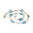 thumbnail image 4 of Galaxy Gold 14K Solid Gold 3.39 Carat Natural Diamond & Blue Topaz Bracelet for Women - White Gold Fine Jewelry, 4 of 7