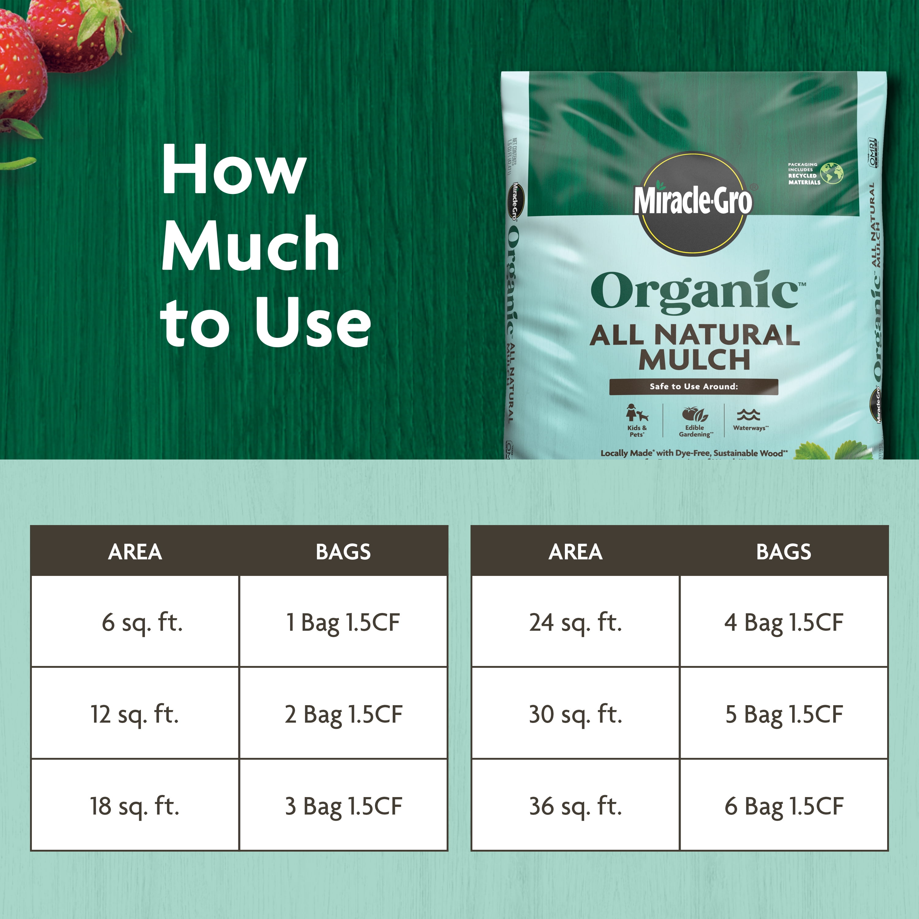 Miracle-Gro Organic All Natural Mulch, OMRI Listed, 1.5 cu. ft.