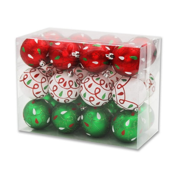 24 Pack Red, Green, and White Loop Design Ornaments