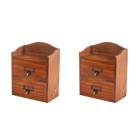 FRCOLOR 2pcs Desktop Wood Storage Box Drawer-type Storage Holder Household Sundries Arrangement Container