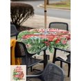 thumbnail image 4 of Outdoor Tablecloth with Umbrella Hole and Zipper, Christmas Square Table Cloth 60x60 Inch Waterproof Tablecloth, Red Truck Pine Tree Snowflake Branches Flowers Picnic Table Cover for Patio Camping, 4 of 7