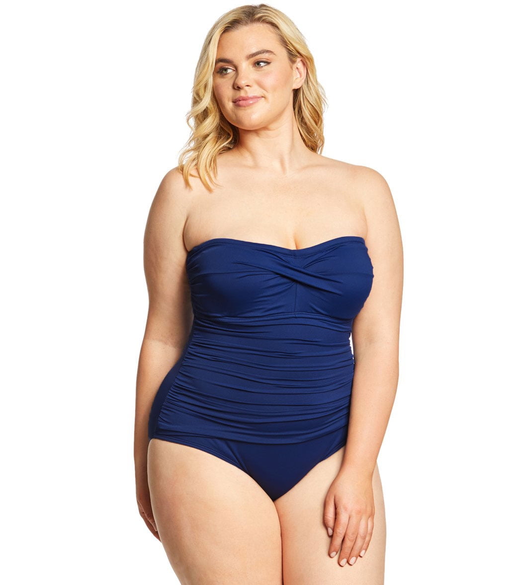 Ralph Lauren Women Plus Size Twist Bandeau One-Piece Swimsuit 16W - Walmart.com