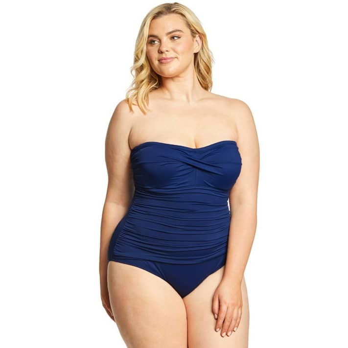 Ralph Lauren Women Plus Size Twist Bandeau One-Piece Swimsuit Navy 16W -  