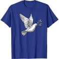 thumbnail image 1 of Flying White Dove Pigeon Bird with Olive Branch Peace Symbol T-Shirt, 1 of 1