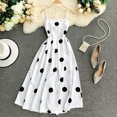 thumbnail image 3 of Dot Dress Vestido largo de cintura alta sin espalda, sin mangas, para mujer, blanco Vogacara AP001541-01B, 3 of 7