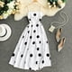 thumbnail image 3 of Dot Dress Vestido largo de cintura alta sin espalda, sin mangas, para mujer, blanco Vogacara AP001541-01B, 3 of 7