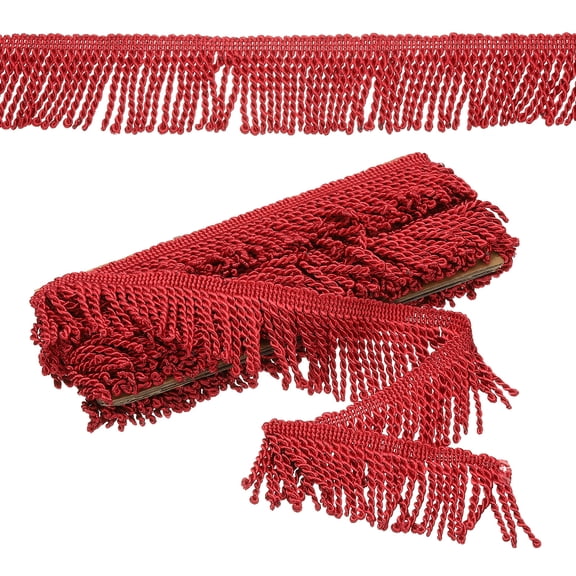 Wine Red Fringe Trim, 5 Yards x 65mm Fringe Trim Curtain Tassel Fringe Trim Fabric Trims Sewing for Curtain Sofa Clothes DIY Decoration