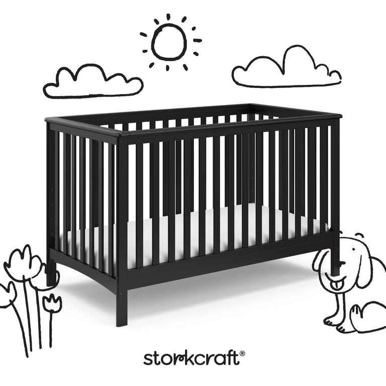 Storkcraft Hillcrest 4-in-1 Convertible Baby Crib, Black - Walmart.com