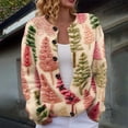 thumbnail image 1 of Cardigan de Noël pour Femmes, Chandail en Tricot à Manches Longues avec Boutons et Col Rond, Tenue de Fête pour les Rassemblements de Noël et les Occasions Festives - Jaune Clair, 1 of 6