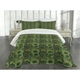 thumbnail image 3 of Ambesonne Mandala Quilted Bedspread Set 3 Pcs, Native Culture, Queen Size, Pale Green Dark Green, 3 of 5