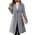 thumbnail image 3 of Fall Winter Womens Long Double Breasted Coats Lapel Collar Pea Coat Slim Fit Jackets Trench Coat Outwear, 3 of 5