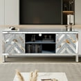 thumbnail image 6 of Atumcto Mirrored TV Stand for 65in TV, Silver Console with Storage Cabinets and Shelves, Modern Glam Entertainment Center for Living Room, 6 of 9