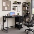 thumbnail image 2 of 38" Computer Desk with Charging Station & 2 Fabric Drawers,Home Office Desk Writing Desk for Small Spaces,Black, 2 of 9