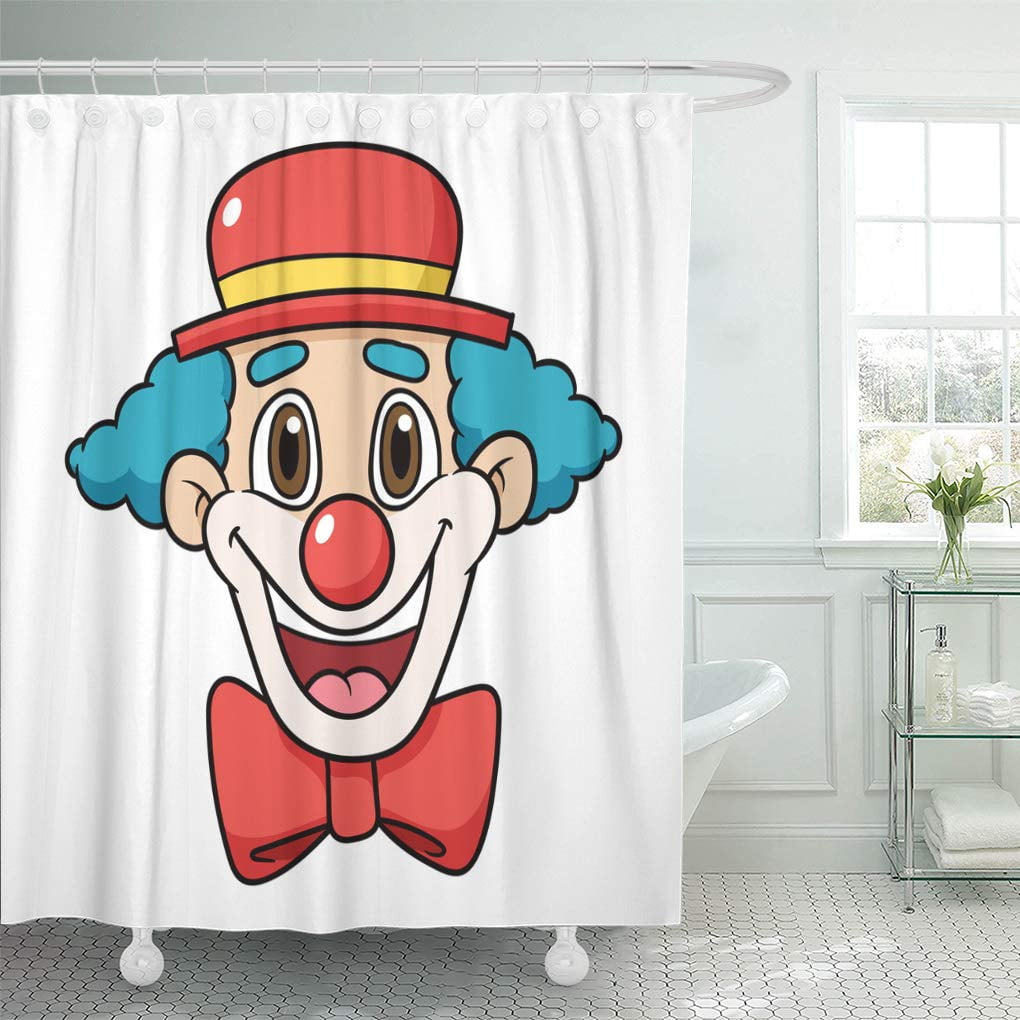 Christmas Decor Clown Colorful Clothes Fabric Shower Curtain Set Bathroom Decor 