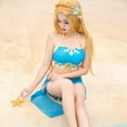 thumbnail image 6 of Women Halter Blue Bikini Set Anime Swimsuit Lace Up Split Bathing Suit Bodysuit Outfit with Veil Dress, 6 of 6