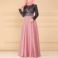 thumbnail image 2 of XDZJLR Womens Dresses Summer Arab Muslim Abaya Stitching Lace Kaftan Maxi Skirt, 2 of 3