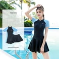 thumbnail image 2 of Traje de baño de una pieza con falda para mujer, traje de baño de manga corta/larga, ropa de playa femenina, trajes de baño 2022, 2 of 4
